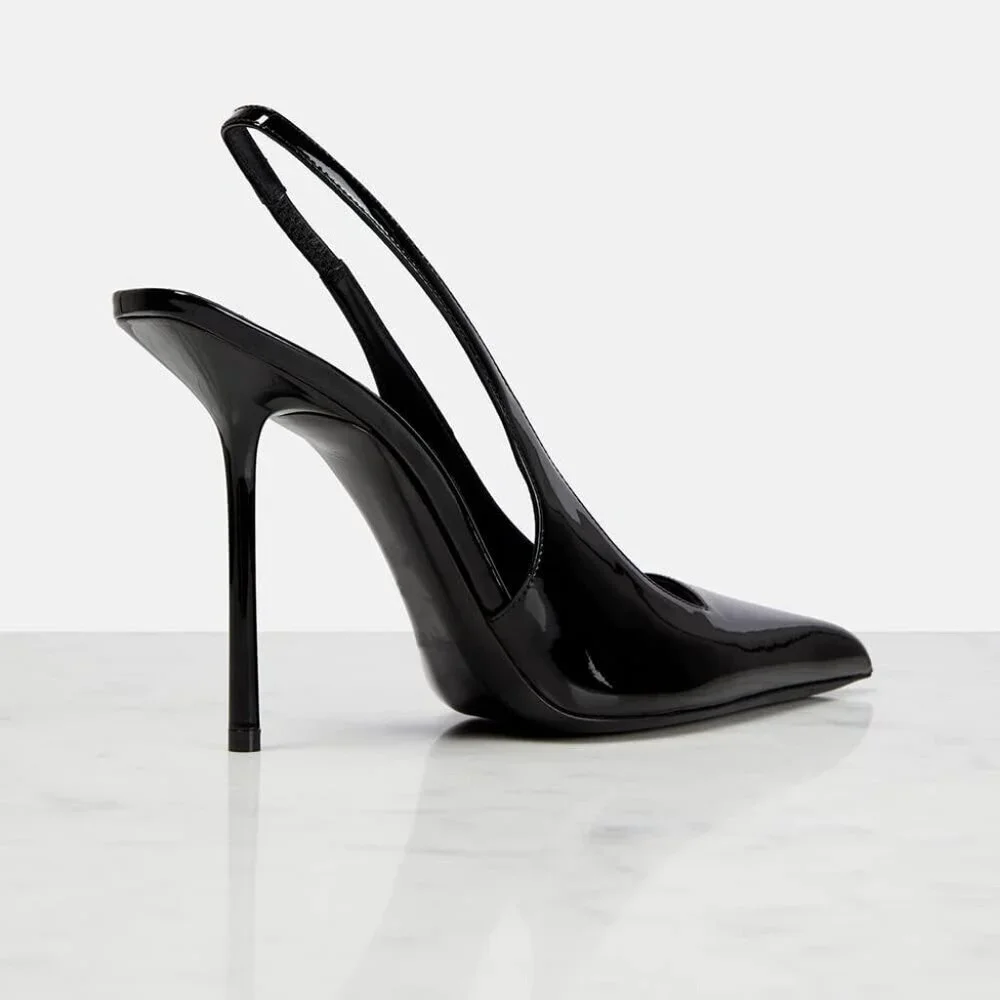 Women's Pointed Toe High Stiletto Heels Slingback Stretch Slip-on Pumps Backless - Picture 4 of 6